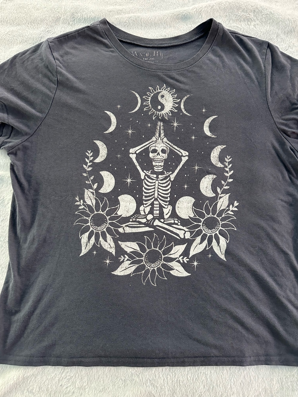 John Varvatos Black Graphic Skeleton Yoga Tee